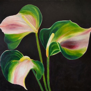Calla Lilly, pintura a óleo, impressão 8x10, dupla camada 11x14, pintura havaiana