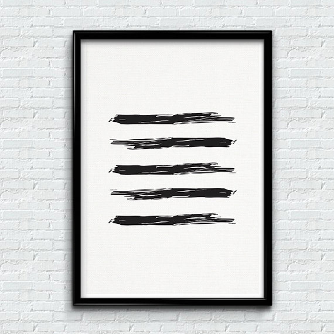 Brush Stroke Print Black and White Abstract Wall Art Etsy UK