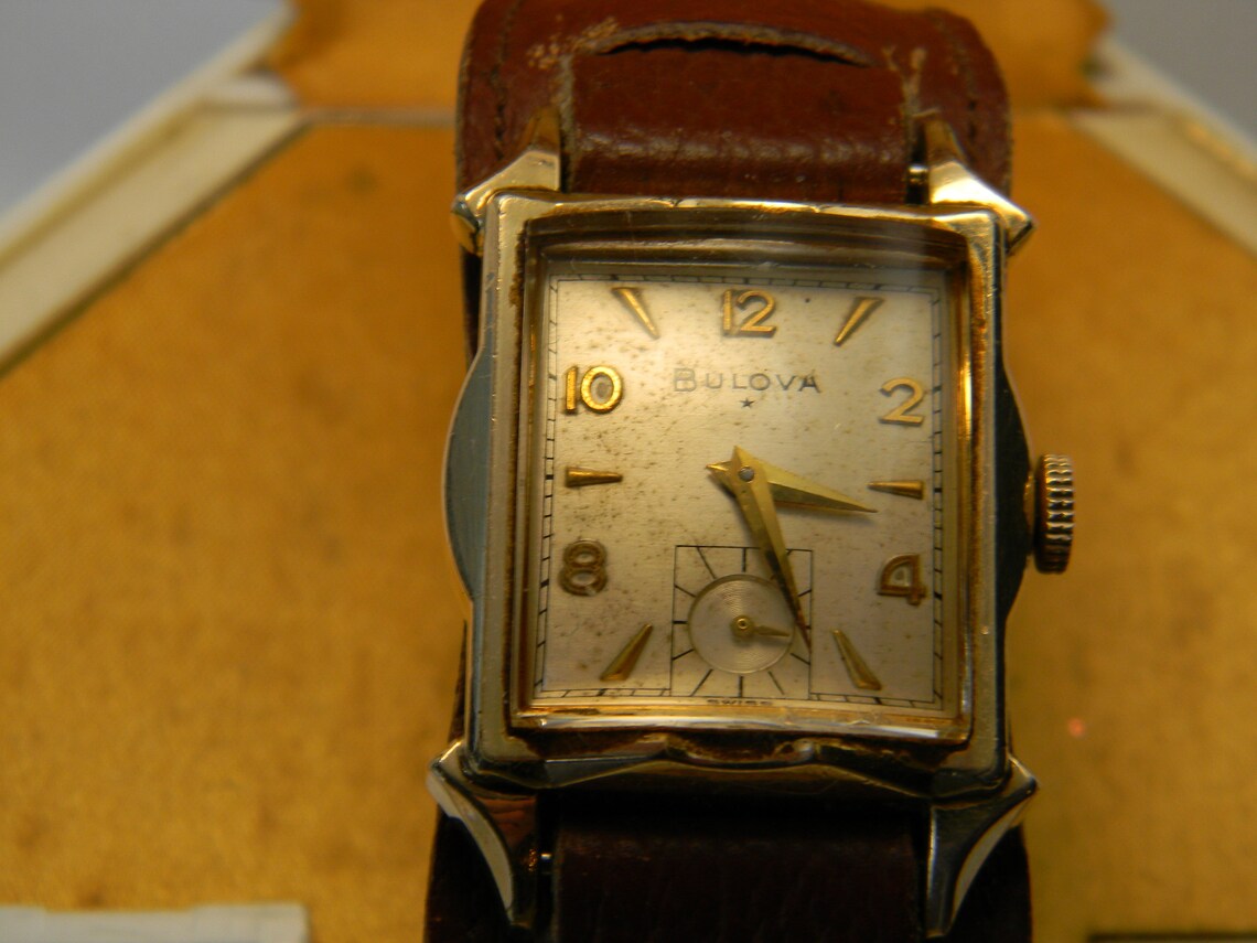 Bulova Square Face Vintage Cuff Watch Etsy