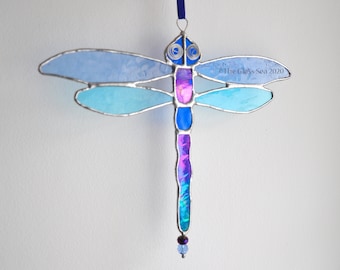 Green Stained Glass Dragonfly Dragon Fly Transformation with Recycled Nail