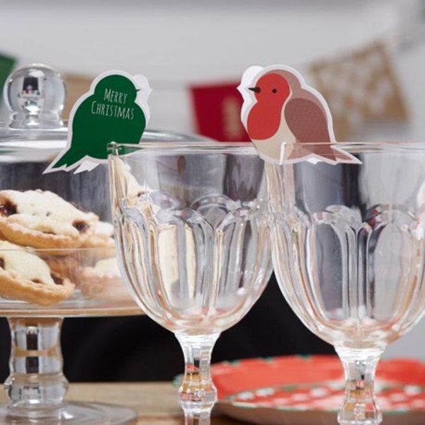 Le marque place oiseau de noel ( par 10) pour décoration de table