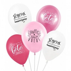 The 5 pink balloons for birthday girl in latex