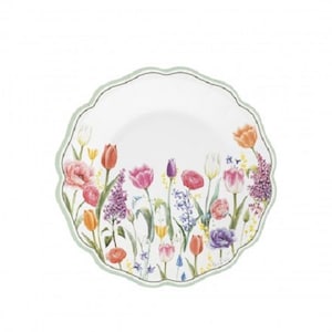 Les 8 assiettes en carton biodégradable champ fleuri 21cm