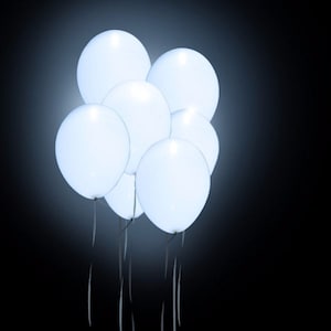 Led balloon with switch (x10), in latex with batteries included, 3 positions: off, on, flashing