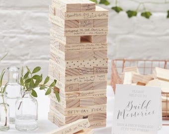 Guestbook stackable pieces of wood