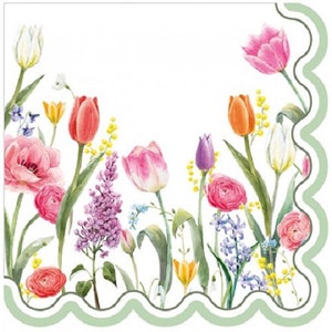 Les 16 serviettes en papier recyclable champ fleuri