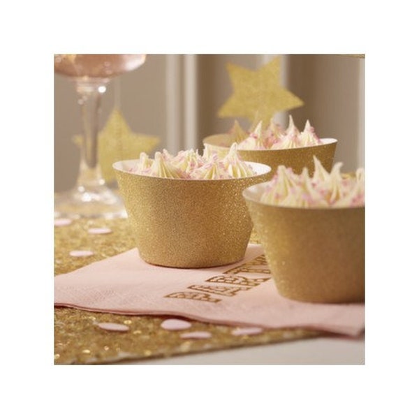 Les caissettes à cupcake glitter or pour gateau de noel