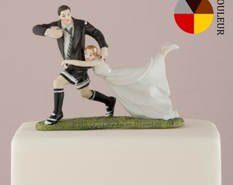 Figurine gâteau rugby en porcelaine pour pièce montée