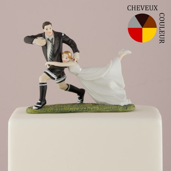 Figurine gâteau rugby en porcelaine pour pièce montée