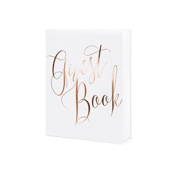 Le livre d"or guestbook cuivre et blanc 20cm x 24,5cm