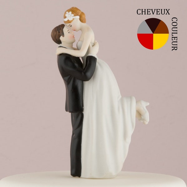 Figurine de mariage romance en porcelaine pour gateau