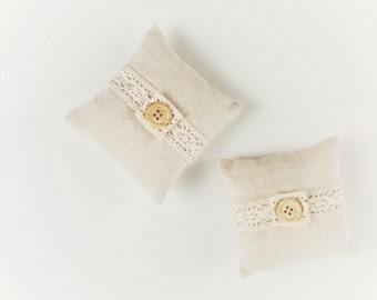 The 2 mini vintage wedding ring cushions