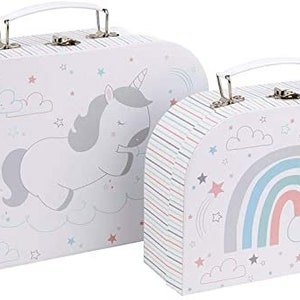 The unicorn suitcase urn / kit of 2 pull-out suitcases for birthday image 2