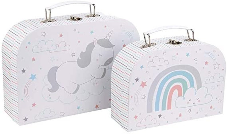 The unicorn suitcase urn / kit of 2 pull-out suitcases for birthday image 2