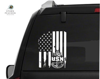 American Flag USN Military Vinyl Decal Sticker / US Navy / | Etsy