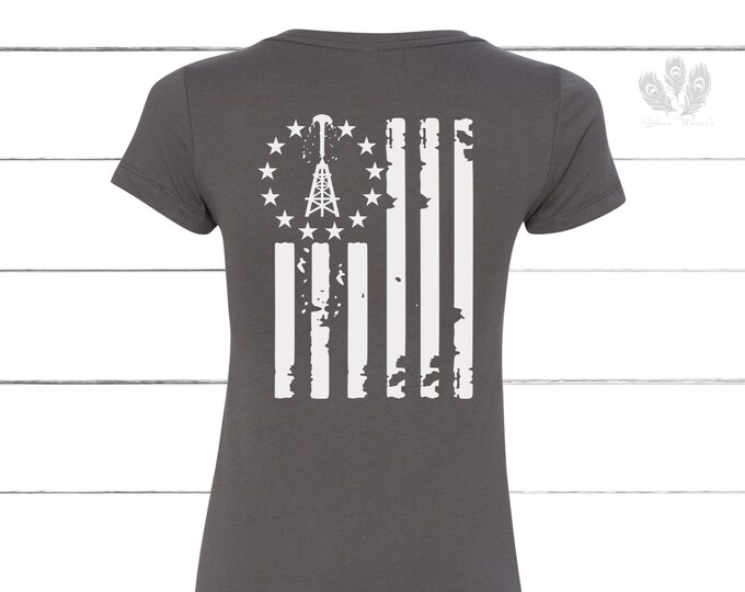 Oil Rig American Flag  Shirt / American Flag Oilfield Shirt / Oilfield Gift