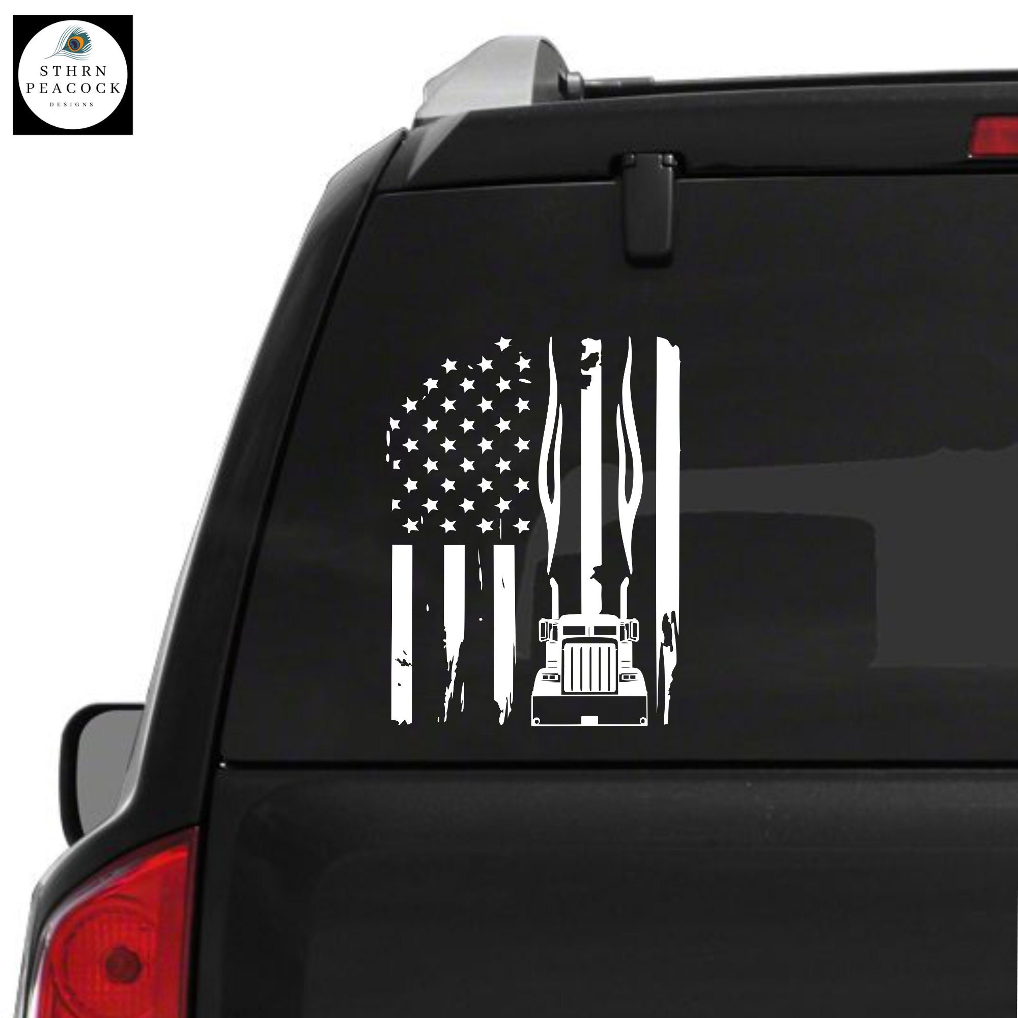 Truck Driver American USA Flag Patriotic Trucker' Sticker