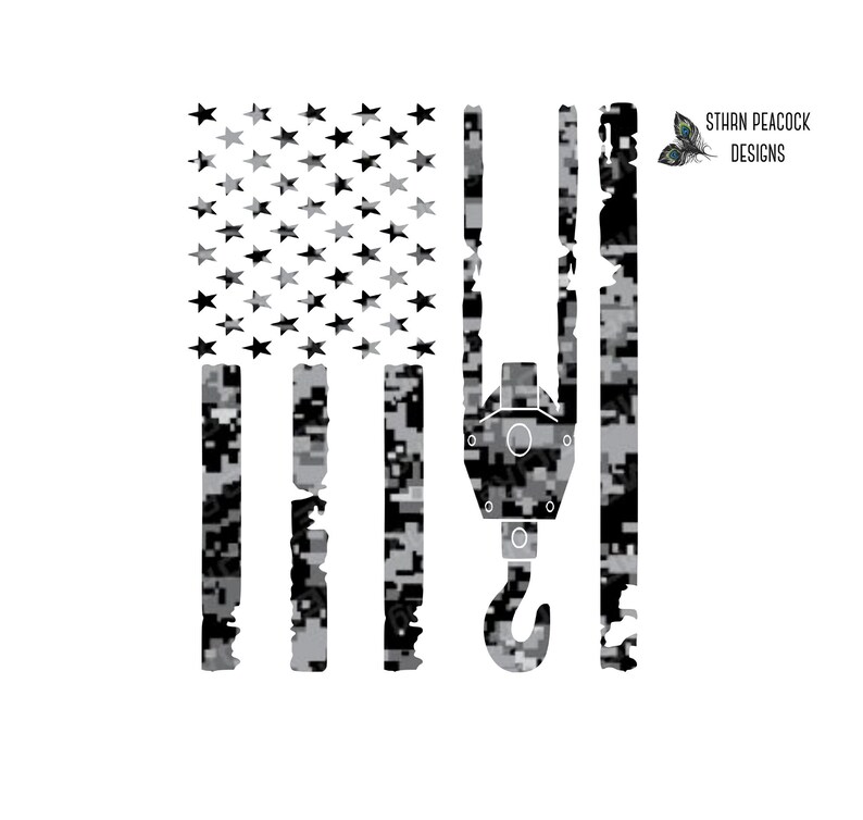 Crane Operator Hook Flag Vinyl Decal In Digital Camo / Crane Etsy