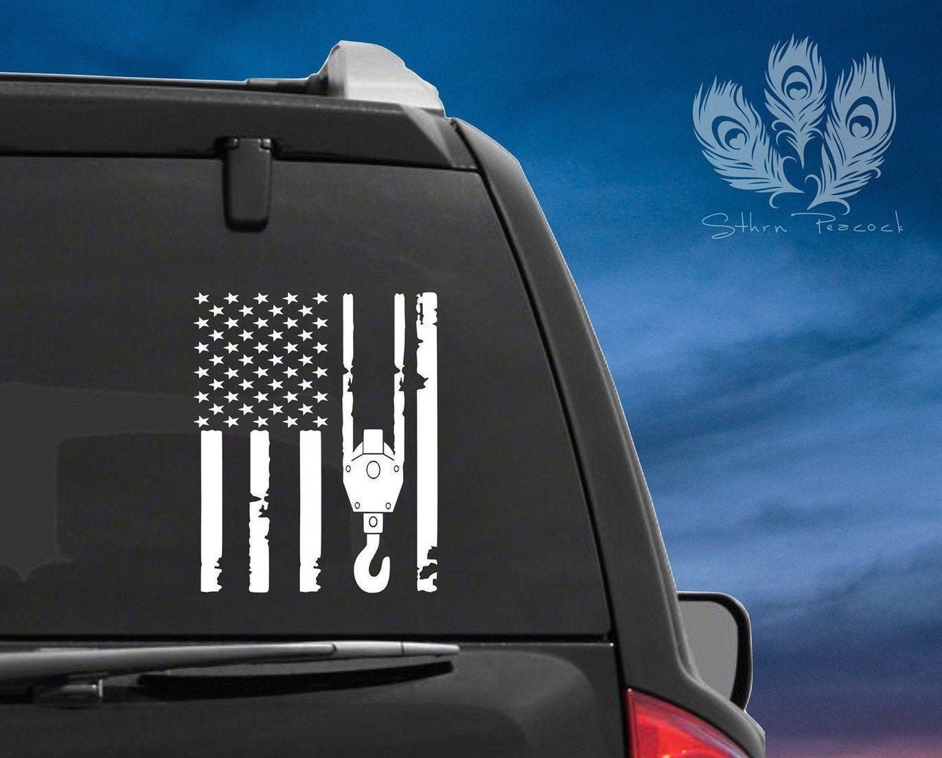 Download Crane Operator American Flag Hook Decal Sticker Crane Etsy