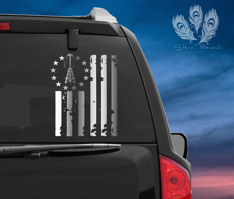Oilfield American Flag Vinyl Truck Decal Sticker / Oil Rig Etsy