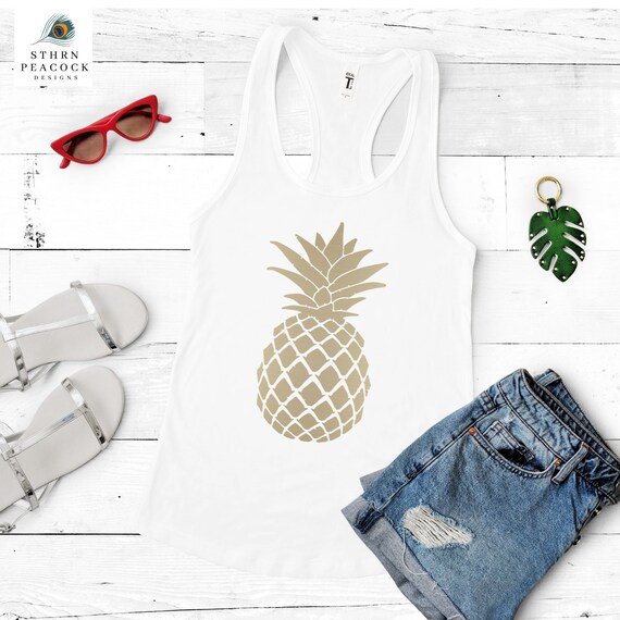 Gold Pineapple Tank Top Shirt 