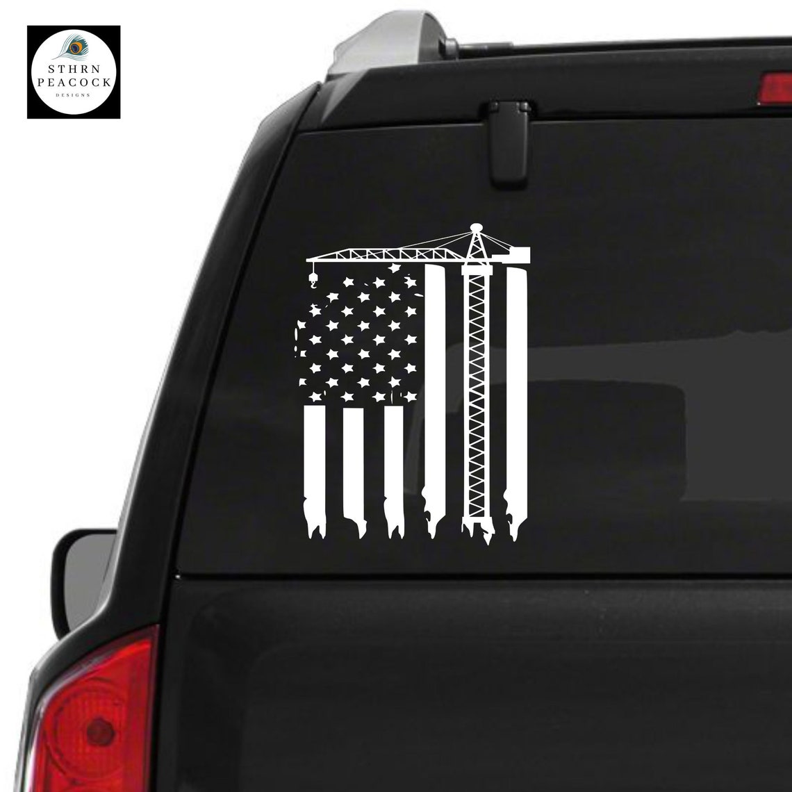 Tower Crane American Flag Vinyl Decal Sticker / Free Shipping Etsy