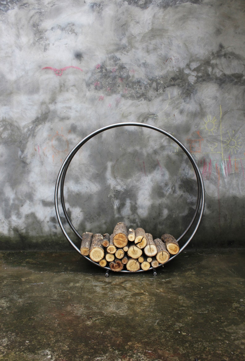 Firewood Holder Round Firewood Rack Indoor Outdoor Fireplace Etsy