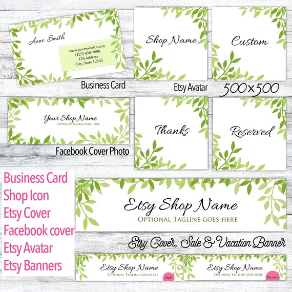 Etsy Branding Package Premade Branding Package Green Leafy Etsy