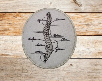 Anatomical Spine Embroidered Patch - Iron On / Sew On - Made In USA