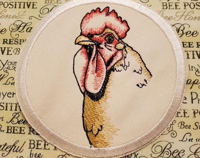 Peeking Chicken Patch: Handmade Embroidered Applique
