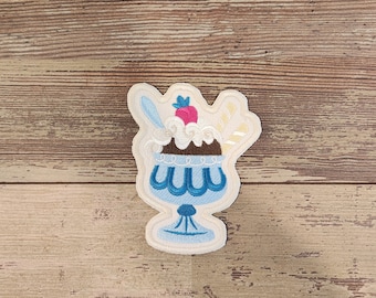 Ice Cream Sundae, Iron on Patch, Sew On Patch, Embroidery, Patch, Applique, Collectable, Made In USA, Handmade