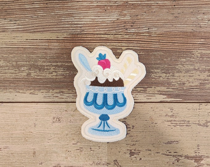 Ice Cream Sundae, Iron on Patch, Sew On Patch, Embroidery, Patch, Applique, Collectable, Made In USA, Handmade