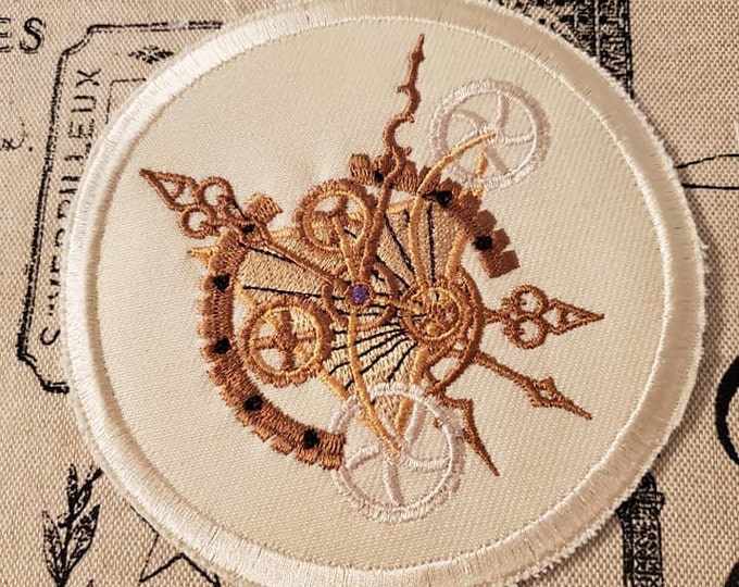 Steampunk Clockwork Embroidered Patch: Alchemy Applique (4.84"w x 4.84"h)