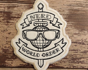Nerd World Order Patch, Iron on Patch, Sew On Patch, Embroidery, Patch, Applique, Collectable, Made In USA, Handmade, Nerd Patch, Science