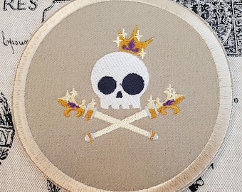 Skully Royalty Embroidered Patch: Skull with Crown Applique