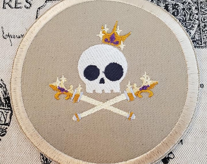 Skully Royalty Embroidered Patch: Skull with Crown Applique
