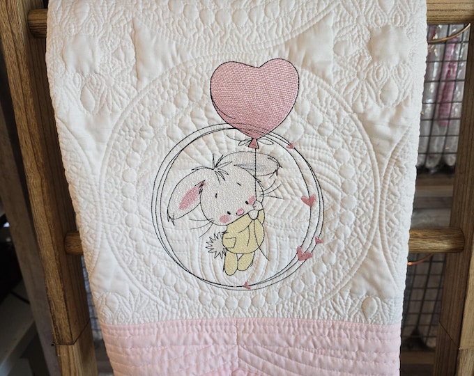 Embroidered Baby Scripture Quilt: Personalized Birth Announcement Blanket