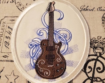 Guitar Solo Embroidered Patch: Iron On/Sew On Applique
