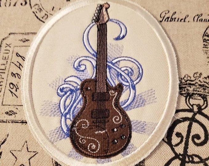 Guitar Solo Embroidered Patch: Iron On/Sew On Applique