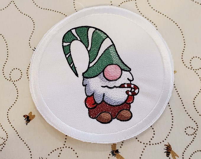 Christmas Gnome Embroidered Patch: Iron-On/Sew-On Applique