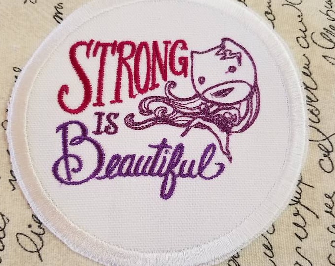 Strong Is Beautiful, Iron on Patch, Sew On Patch, Embroidery, Girl Power, Patch, Applique, Collectable, Made In USA, Handmade