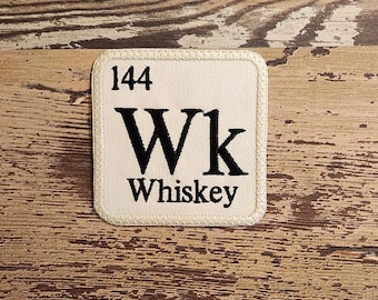 Periodic Whiskey Patch, Iron on Patch, Sew On Patch, Embroidery, Patch, Applique, Collectable, Made In USA, Handmade, Periodic, Whiskey