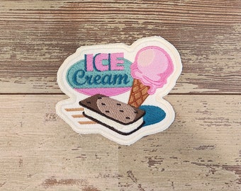Ice Cream Sandwich, Iron on Patch, Sew On Patch, Embroidery, Patch, Applique, Collectable, Made In USA, Handmade