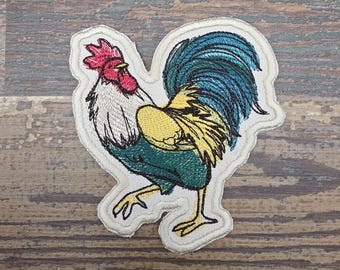 French Rooster Iron-On Patch: Gallic Painterly Applique, Made In USA