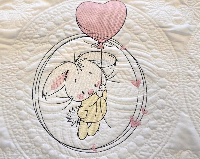 Embroidered Baby Scripture Quilt: Personalized Birth Announcement Blanket