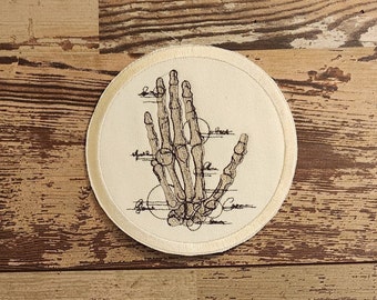 Anatomical Hand, Iron on Patch, Sew On Patch, Embroidery, Patch, Applique, Collectable, Made In USA, Handmade