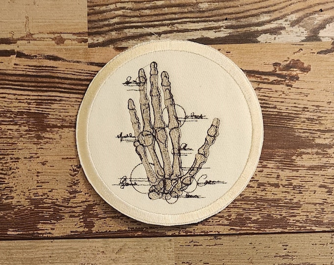 Anatomical Hand, Iron on Patch, Sew On Patch, Embroidery, Patch, Applique, Collectable, Made In USA, Handmade