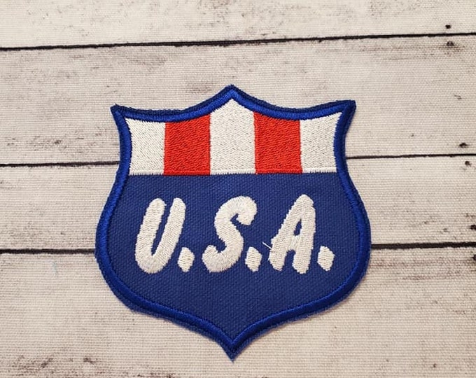 USA Crest Patch: Embroidered Iron-On Applique