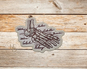 Anatomical Foot Embroidery Patch: Iron On/Sew On Applique