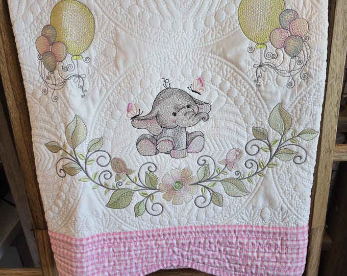 Embroidered Baby Scripture Quilt: Personalized Birth Announcement Blanket
